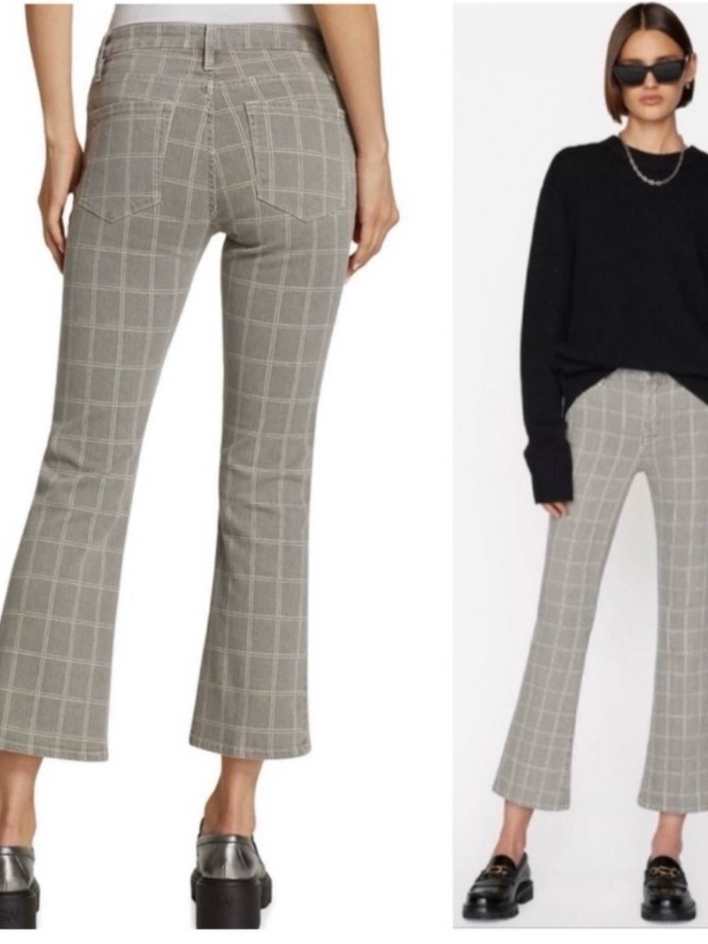 FRAME Le Crop Mini Boot window pane plaid pants size 30 #plaid #denim business c